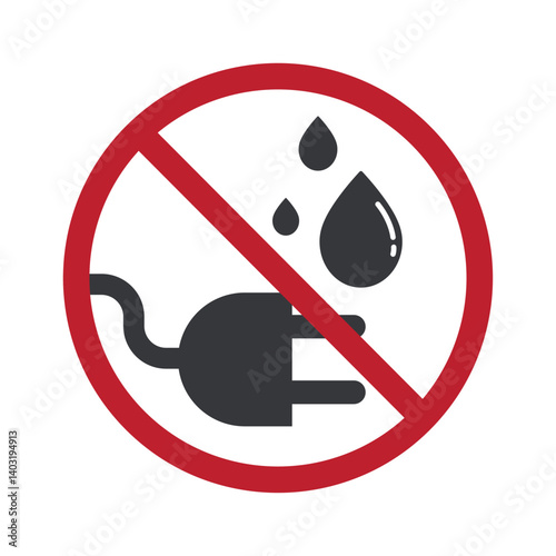 Isolated prohibition sign with water droplet , symbolizing no water exposure, avoid moisture for sensitive items