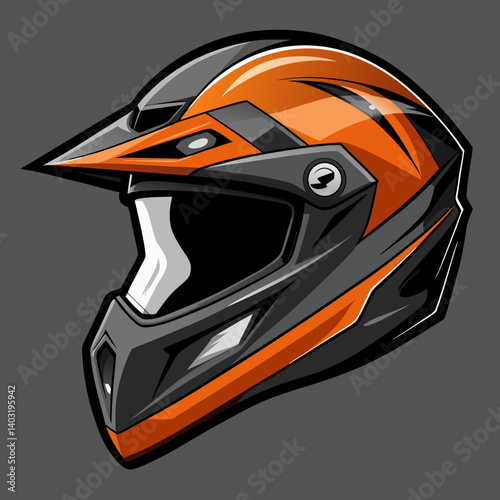Orange and Black Motocross Helmet Graphic