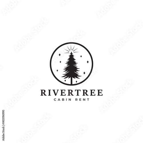 Logo design inspiration for villa, house, cabin rental with pine forest