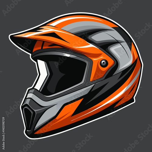 Orange and Black Motocross Helmet