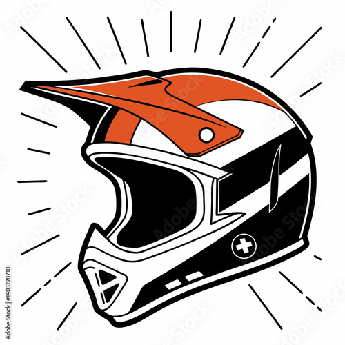 Motocross Helmet Design, Orange & White