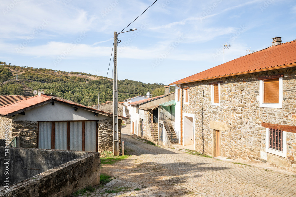 a cobbled street in Zoio, Municipality of Braganca, Portugal a cobbled street in Zoio, Municipality of Braganca, Portugal