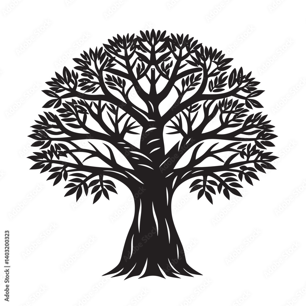 Obraz premium Baobab tree silhouette for exotic nature design