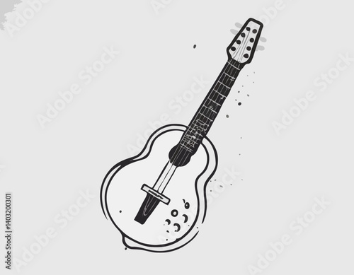 Instrument sitara avec grunge 