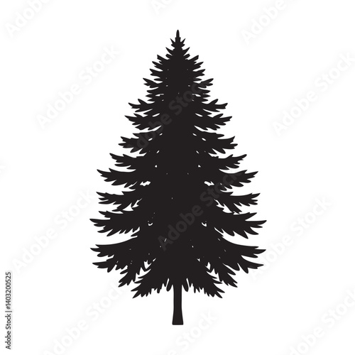 Douglas tree silhouette for alpine landscape artwork