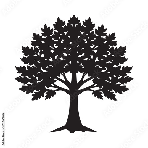 Sycamore tree silhouette for leafy forest style