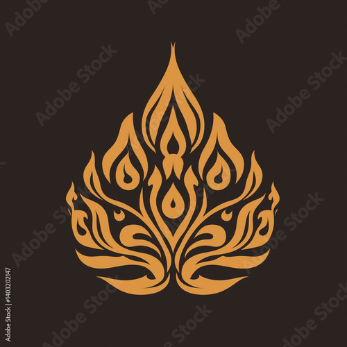 Simplified Thai flame motif design for modern graphic use