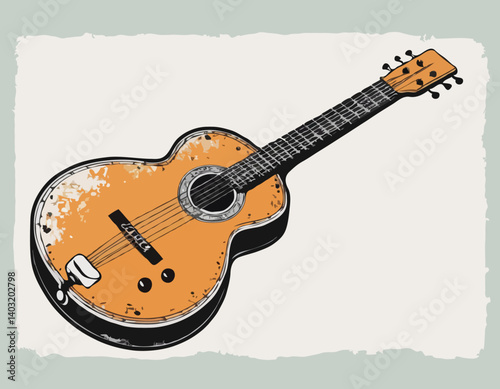 Instrument sitara avec grunge 
