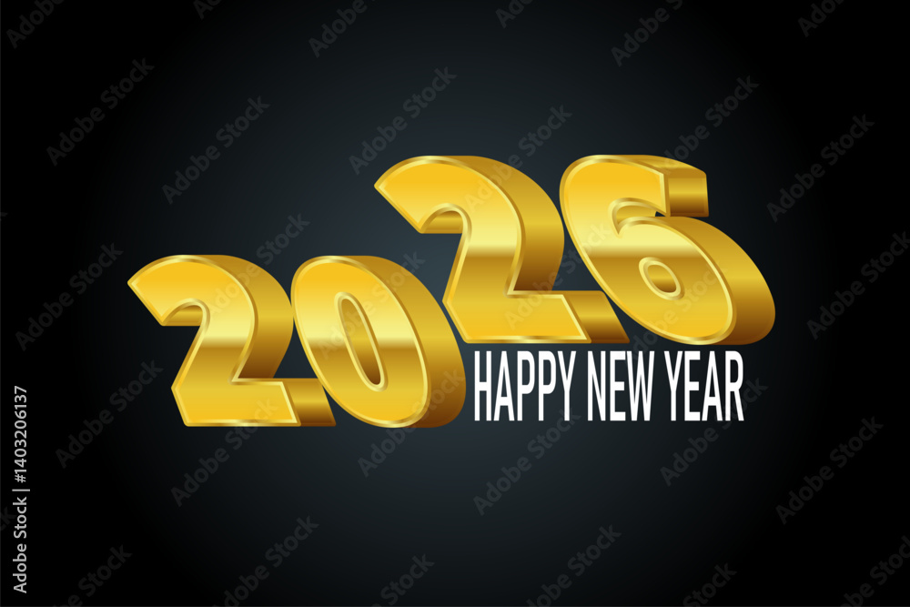 2026 New Year banner poster with 3d numbers 2026 New Year banner poster with 3d numbers