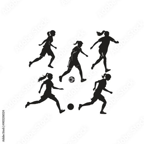 Wallpaper Mural silhouettes of play football woman dancing people Torontodigital.ca