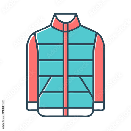Stylish Puffer Jacket with Red Sleeves and Teal Body Warm Winter Apparel