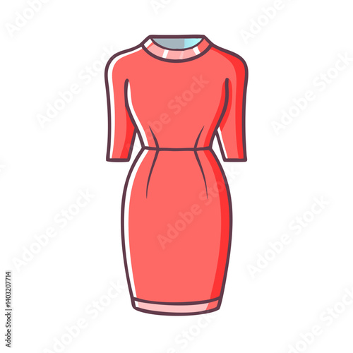 Elegant Coral Red Sheath Dress Fashion Illustration Design