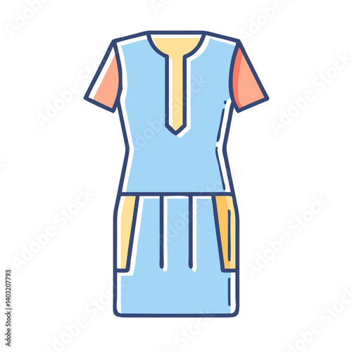 Stylish Light Blue Summer Dress with Pockets and Short Sleeves