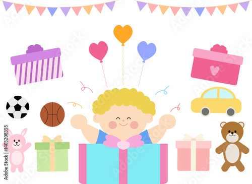Colorful Children Party Room Illustration