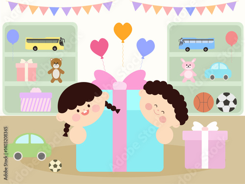 Colorful Children Party Room Illustration