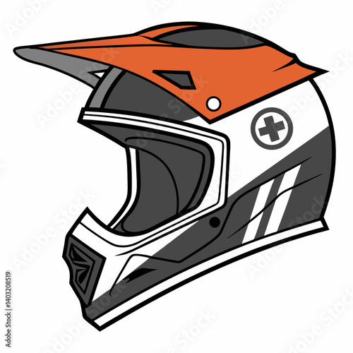 Orange and Gray Motocross Helmet Graphic