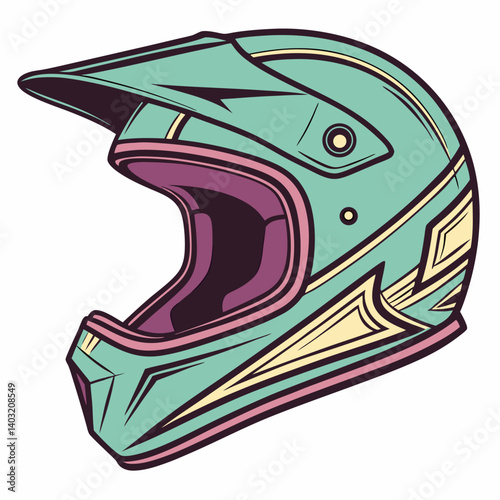 Teal Motocross Helmet Illustration
