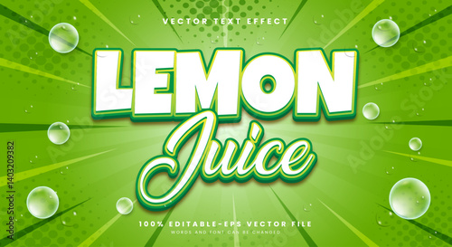 Lemon Juice liquid Style 3d editable text effect Template