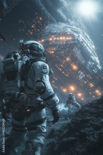 Astronaut Near Alien Megastructure