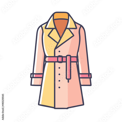 Stylish Womens Two Tone Pink and Yellow Trench Coat with Pink Belt