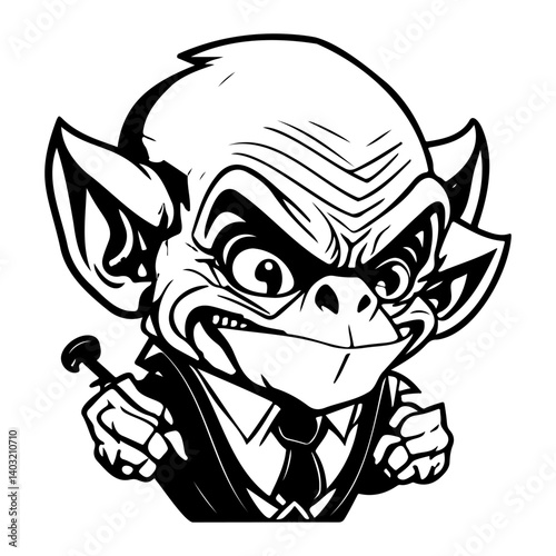 Sinister Goblin Mobster Character Illustration
