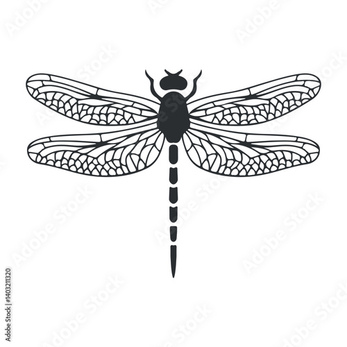 dragonfly silhouette insect detailed wings nature bug icon vector illustration