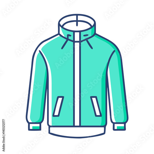 Stylish Teal Green Winter Jacket with Zipper and Pockets
