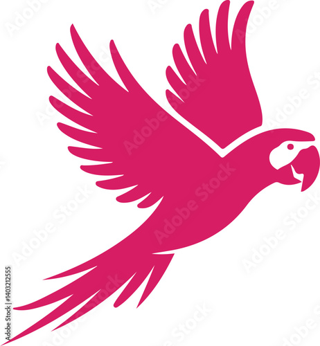 Colorful Flying Parrot Vector Illustration on White Background