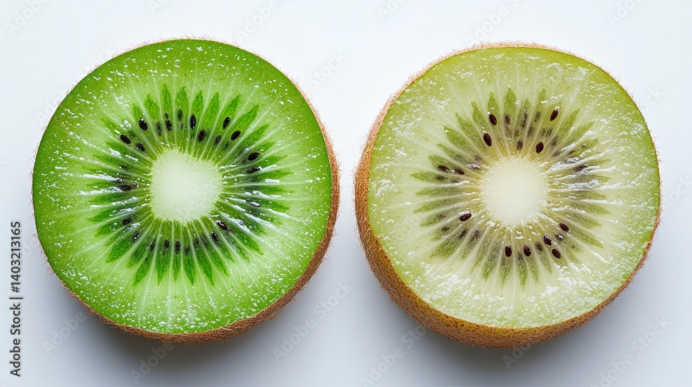 Fototapeta premium Ripe kiwi fruits and half of kiwi isolated on white background