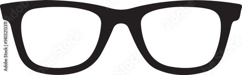 Black Thick Frame Eyeglasses Silhouette – Nerd Glasses Vector Icon