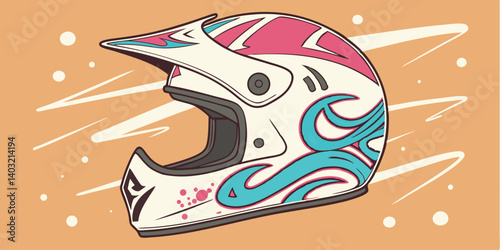 Motocross Helmet Design, Pink & Teal