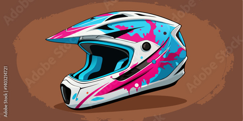 Pink & Blue Motocross Helmet Design