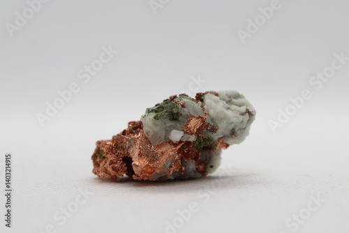 Raw copper (cu - Cuprum) isolated on a white background. Raw copper ore from California 
