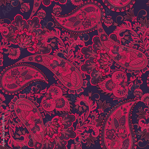 Φωτογραφία Turkish Cucumber Paisley seamless vector pattern in traditional Oriental style