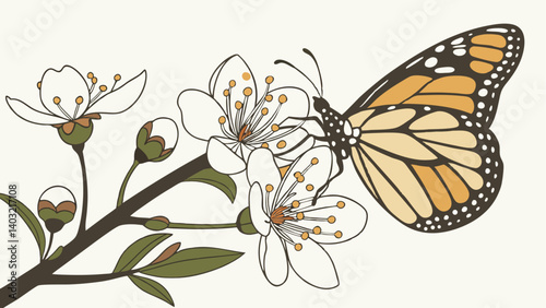 butterfly and flowers