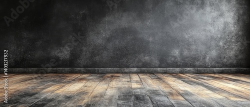 Obraz na płótnie Old wooden floor and a dark, textured wall creates depth and subtle contrast in the setting w salonie
