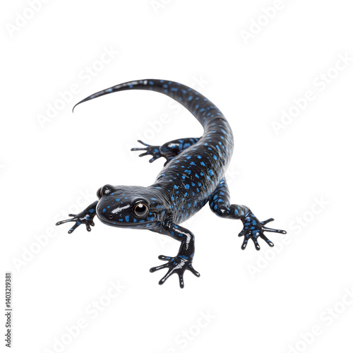 Vibrant Blue-Spotted Salamander Isolated on Transparent Background