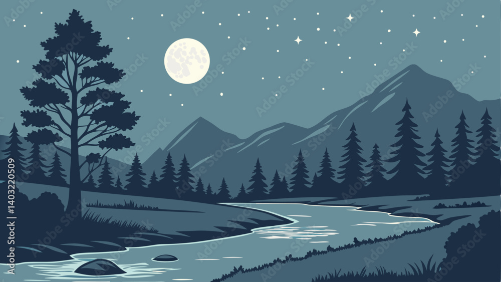 Fototapeta premium winter night landscape