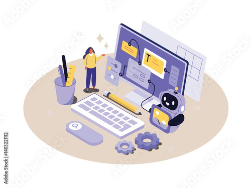 vector illustration of a computer with a laptop