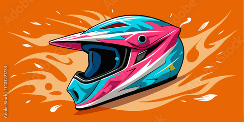 Pink & Blue Motocross Helmet Graphic