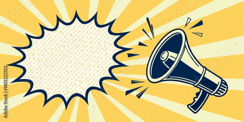 Retro Megaphone Announcement Graphic