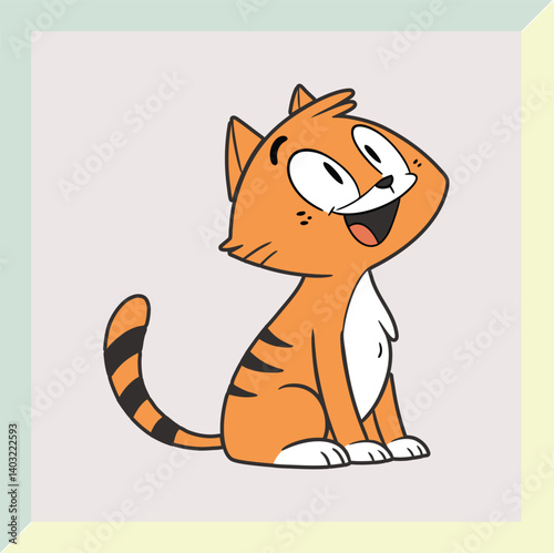 a cute cat  illustration in a cheerful,
