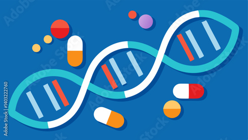 Personalized Medicine A visual metaphor showing customized pills or treatments emerging from a DNA strand depicting personalized medicine derived from genomics.