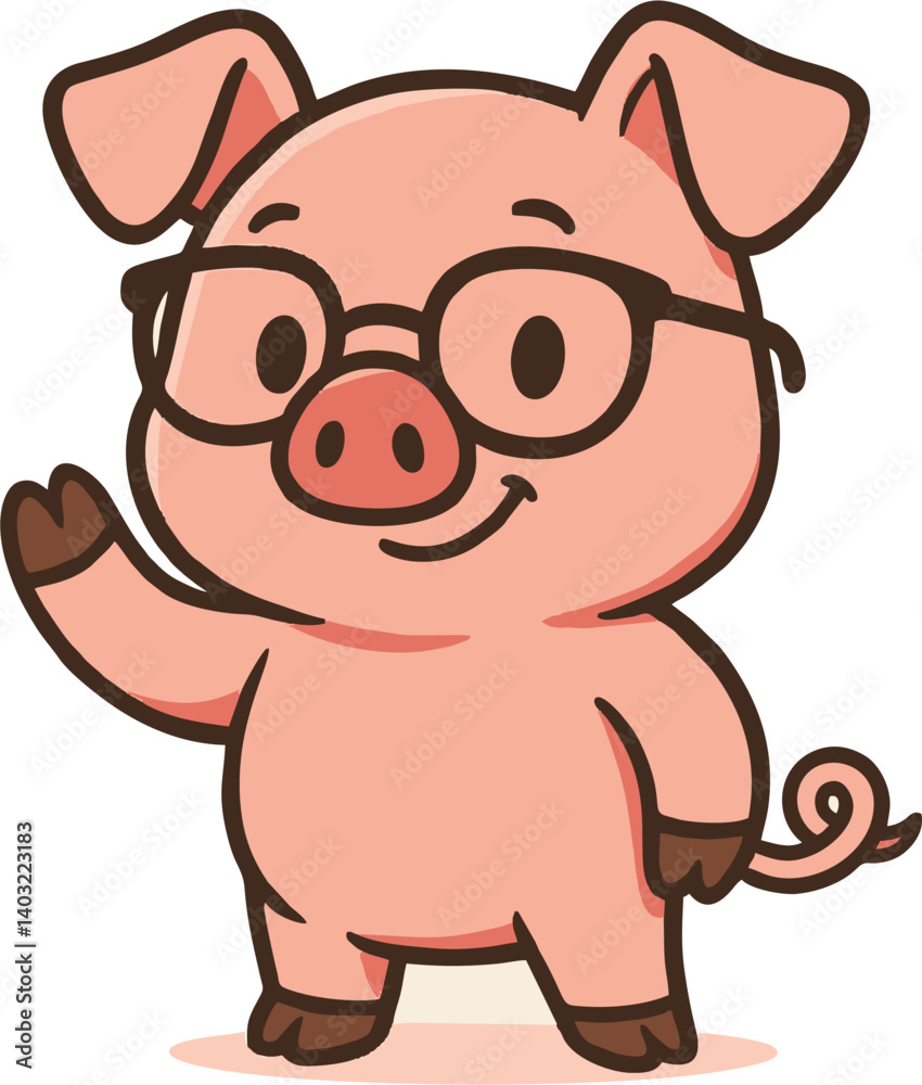 Minimalist Vector Pig with Glasses Minimalist Vector Pig with Glasses