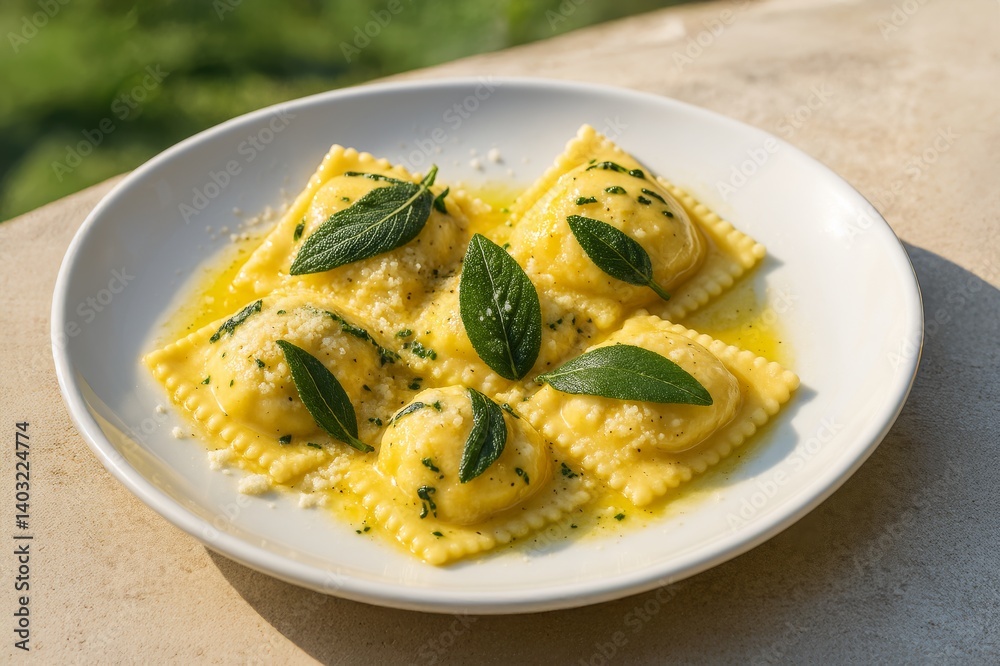 Ravioli with Butter Sage Sauce and Parmesan Ravioli with Butter Sage Sauce and Parmesan