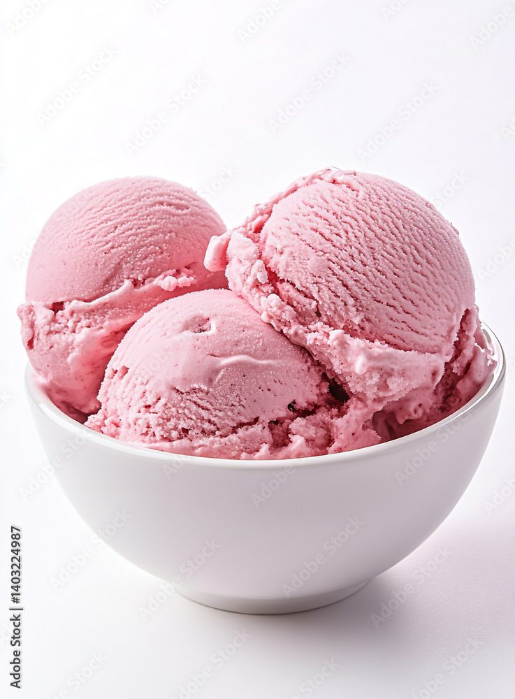 Realistic picture of a pink ice cream bowl Realistic picture of a pink ice cream bowl