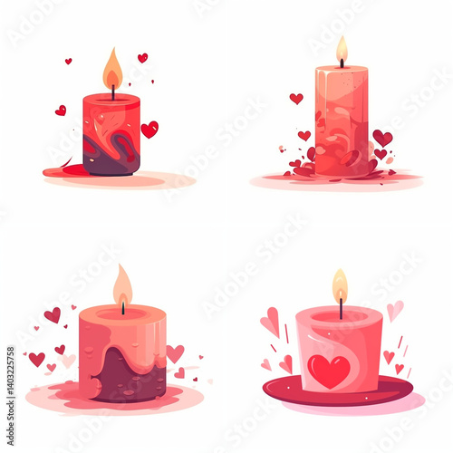 Four stages of a romantic candle's affection.