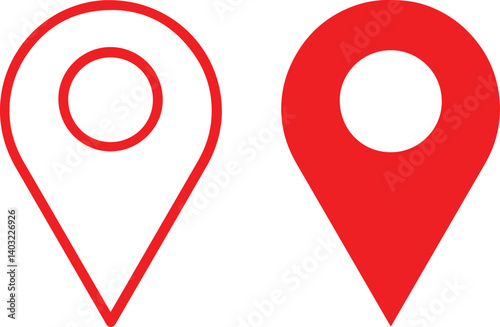 Free Download Map pin icons, red and white, minimalist design, location markers, GPS symbols, navigation graphics, vector illustration, flat style, simple shapes - GFXLoad