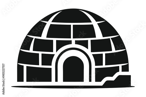Ice house igloo silhouette vector illustration on white background