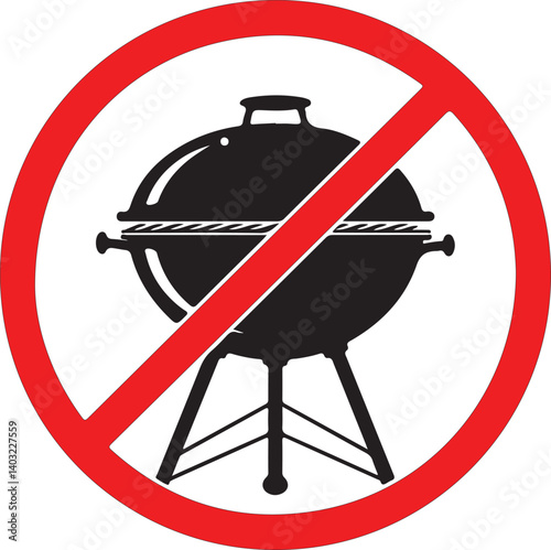 NO GRILL ZONE sign. Vector 